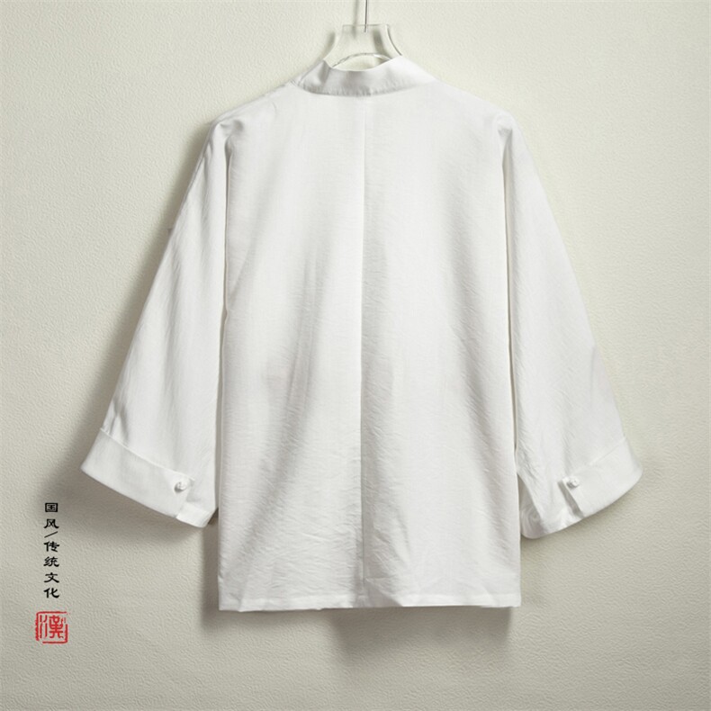 春夏新款风男装改良汉服新中式九分袖外套X06P80,男装民族服装,钱塘802