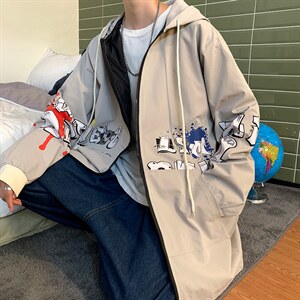 7XL~M 2021秋冬新款港风中长款风衣大衣潮男加肥加大码胖子控价98图片