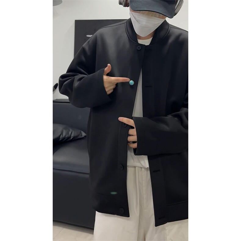 420克重磅棒球领纯色宽松休闲慵懒感上衣外套男女W4686-特价P58,男装卫衣,电商A007