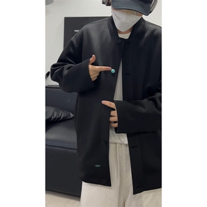 420克重磅棒球领纯色宽松休闲慵懒感上衣外套男女W4686-特价P58图片
