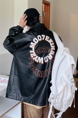 港风鳄鱼纹皮衣大码M-5XL潮美式字母印花皮夹克JK7815P90控128，男装皮衣，星座227-7