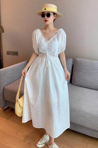 长款花色连衣裙，女装连衣裙，露彩