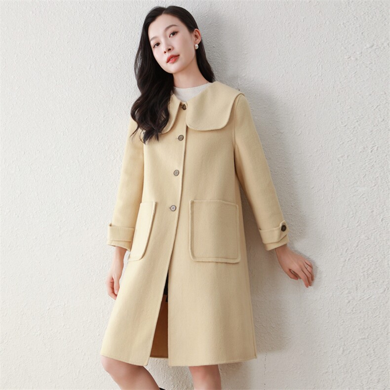 赫本风小个子双面羊毛大衣女2025新款秋冬中长款羊毛呢外套高级感，女装双面呢大衣，阿舍尔精品