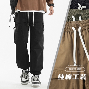 西海岸潮牌休闲工装冲锋裤子山系户外多袋宽松束脚裤G803P55限79图片
