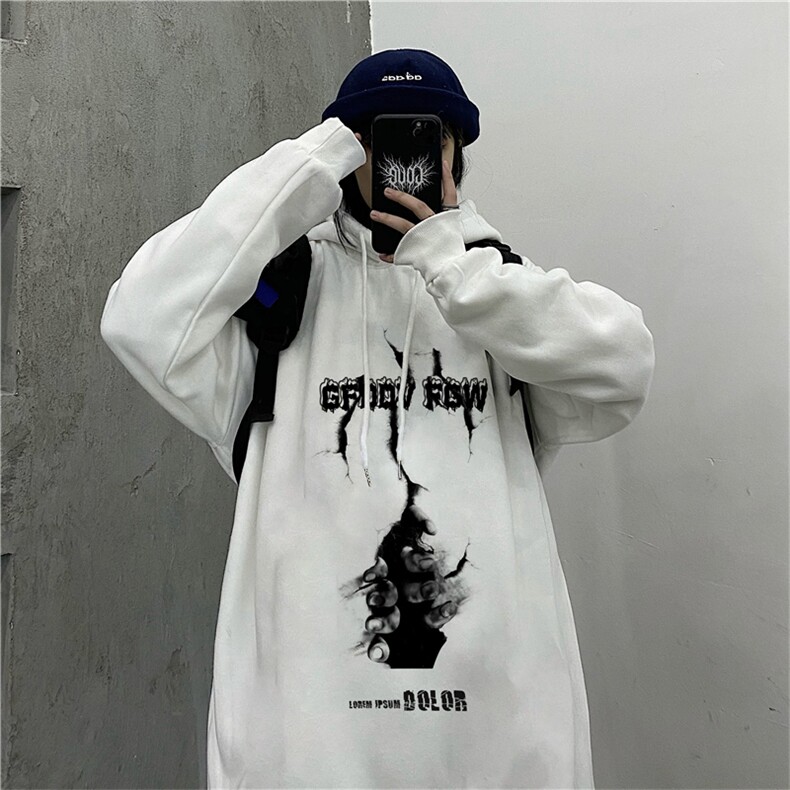 潮流街头嘻哈原宿暗黑设计感印花宽松连帽套头卫衣E670-P55,男装卫衣,星座911-2(原星座613-2）
