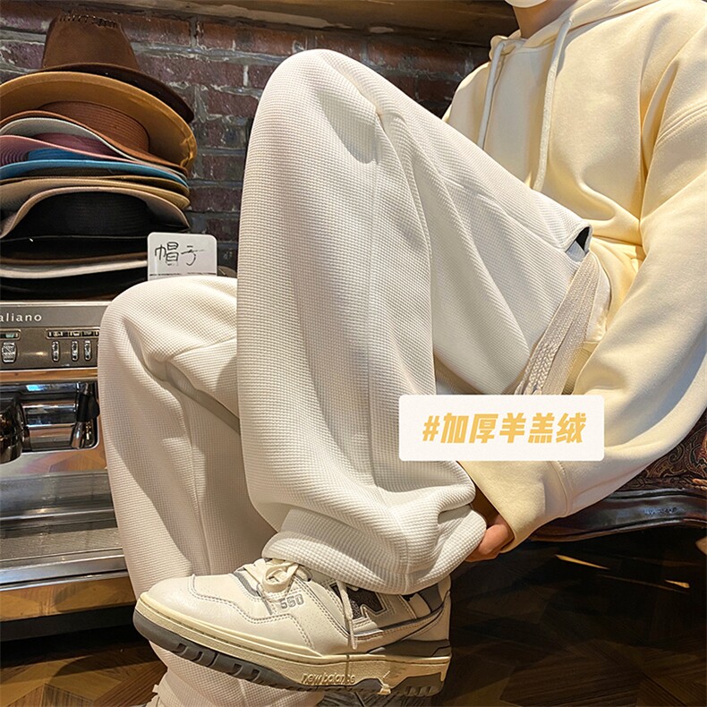 抖音品质潮冬季加绒加厚宽松抽绳束脚休闲裤B315-K5431J-P55控68,男装休闲裤,电商B315