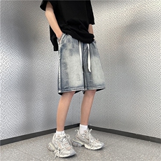 牛仔短裤男韩版潮流高街帅气做旧2024夏季新款ins五分裤RK436-P40，男装牛仔裤，星座412-3