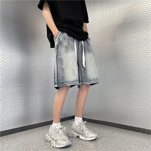 牛仔短裤男韩版潮流高街帅气做旧2024夏季新款ins五分裤RK436-P40图片