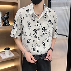 CS539-P45夏季时尚青年五分袖短袖衬衣青年中袖衬衫碎花，男装T恤，星座507A（原星座306B-2）