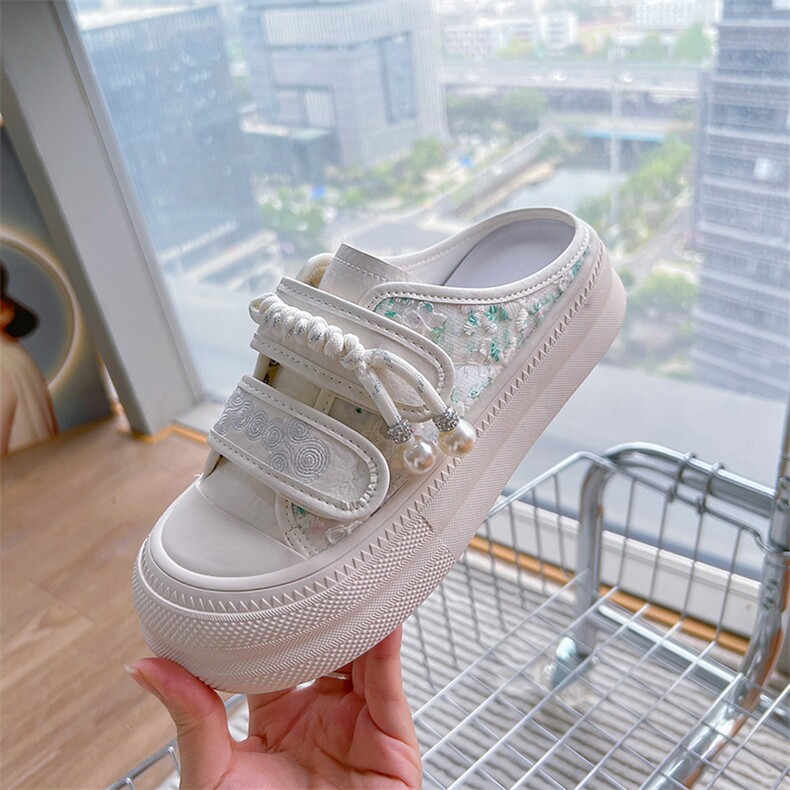 魔术贴包头拖鞋女2024夏季新款厚底外穿时尚凉拖休闲百搭透气半拖，女鞋拖鞋，电商A223