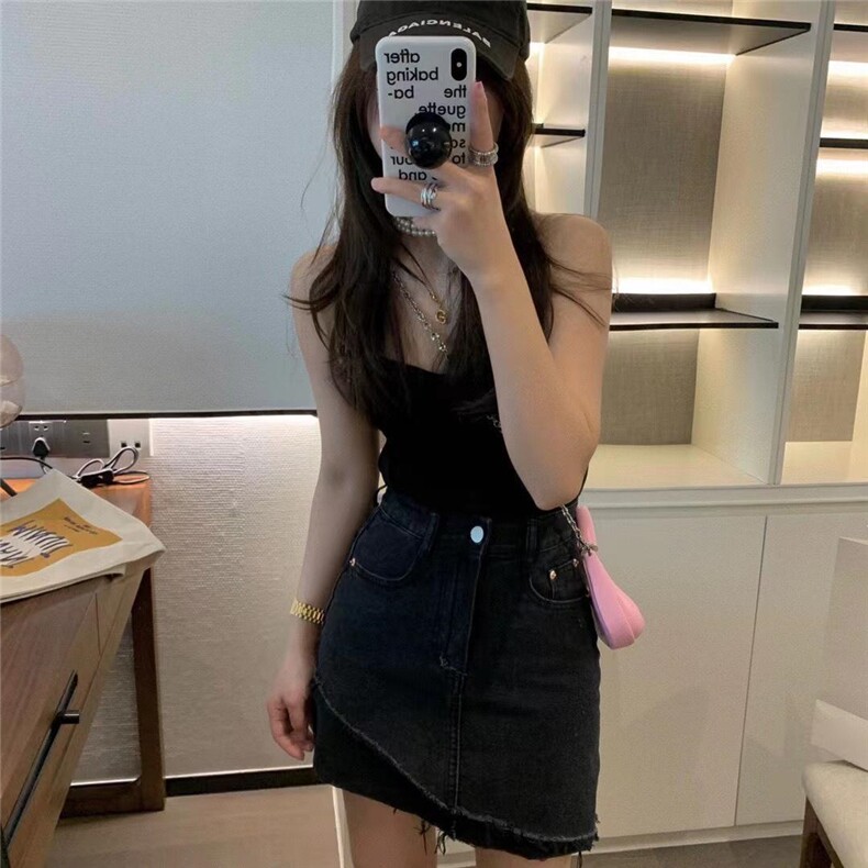 不规则牛仔半裙，女装半身裙，XTZ style