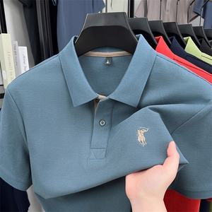 高定品质！ 纯棉丝光棉POLO衫男士翻领夏季宽松休闲短袖T恤衫图片
