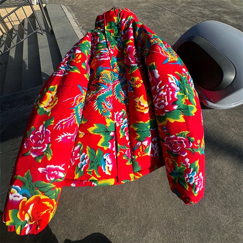 MY203男女休闲风东北大花加厚保暖防寒棉衣外套棉服棉袄团队图片
