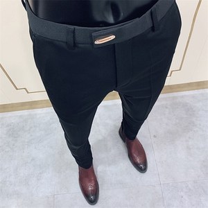 春季西裤男修身直筒高级感商务休闲裤男士裤长裤6160九分616—P55图片