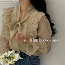 2022春夏新款仙女纱衬衫，女装衬衫，HL+