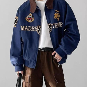 高级情侣男女哈灵顿夹克新款秋季潮牌美式复古街头刺绣外套上衣图片