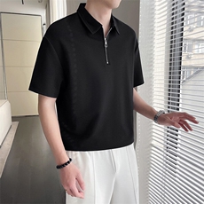 轻熟风~夏季冰丝拉链领T恤衫T2005/P48，男装T恤，电商B331