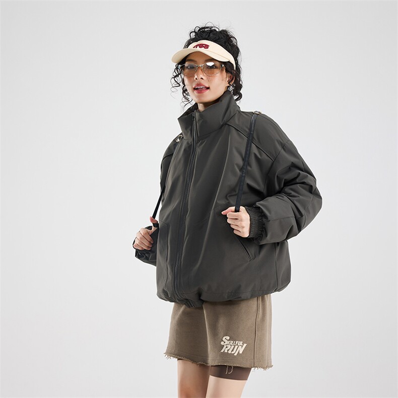 现货冬季美式休闲加厚雪山外套夹克立领纯色三防户外工装棉服,男装夹克,电商A443