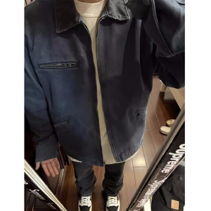 cleanfit蓝色翻领卡哈特j97拉链外套男款美式复古工装底特律夹克图片