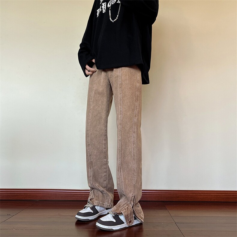 秋冬美式高街棕色加绒加厚牛仔裤货号K658P60控78（加绒P75控98）,男装牛仔裤,电商A063