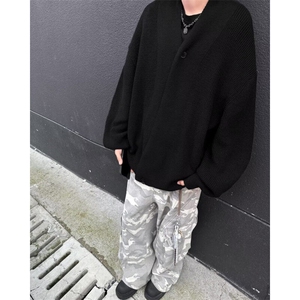 秋冬慵懒风针织开衫男士休闲纽扣开衫老钱道袍外套上衣男M6042