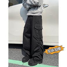 港风加绒加厚多口袋工装裤休闲裤长裤A014-DY25128-P70控98，男装休闲裤，电商A014