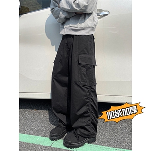 港风 加绒加厚多口袋工装裤休闲裤长裤A014-DY25128-P70控98图片