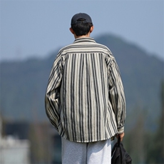 217-2-CS24418-特批45秋季条纹衬衫男长袖衬衣痞帅外套，男装衬衫，星座217-2