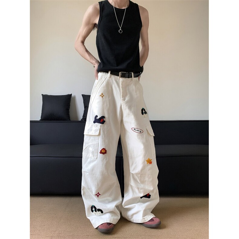 牛仔裤男cleanfit宽松垂感阔腿长裤N683-P60,男装牛仔裤,星座308B-2