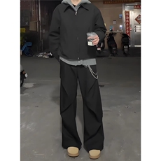 现货足美式黑色褶皱弯刀西裤K228/P45，男装西裤，星座205-3