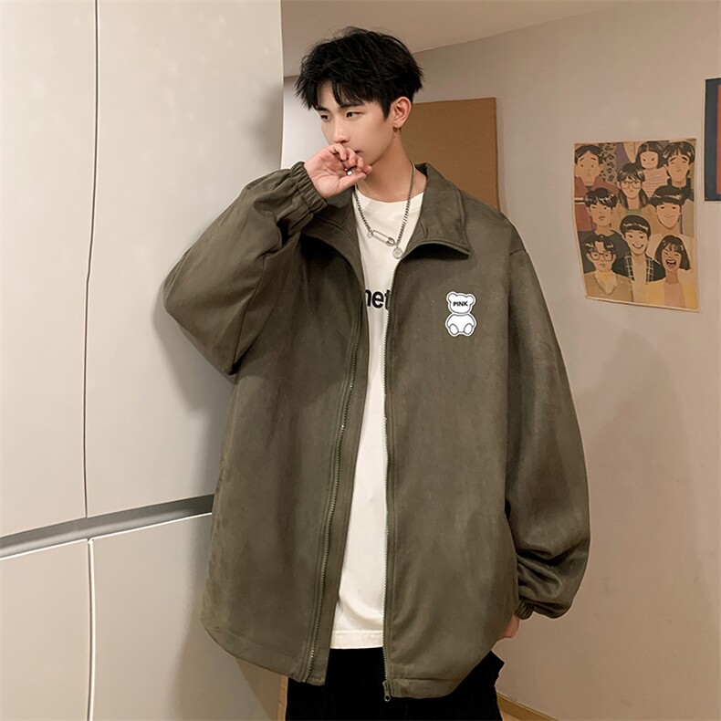麂皮绒夹克男大码立领褂子外套JK85292-P68加绒款-P78,男装夹克,电商A040