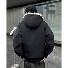 秋冬季毛绒连帽棉服潮流宽松加绒保暖时尚棉服，男装棉衣，星座410-7
