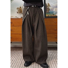 设计感打褶呢料休闲西裤男老钱风cleanfit宽松秋冬阔腿裤XH918，男装西裤，星座1116A（原606A-3）