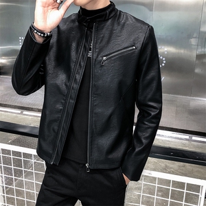 312A-5-X57-P120新款皮衣男韩版立领机车服青年水洗皮夹克b图片