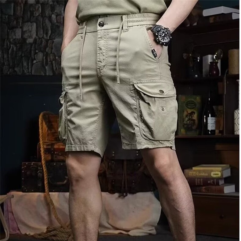 直播同款户外工装短裤男士夏季纯棉运动休闲马裤多口袋宽松五分裤,男装牛仔裤,星座1210-1