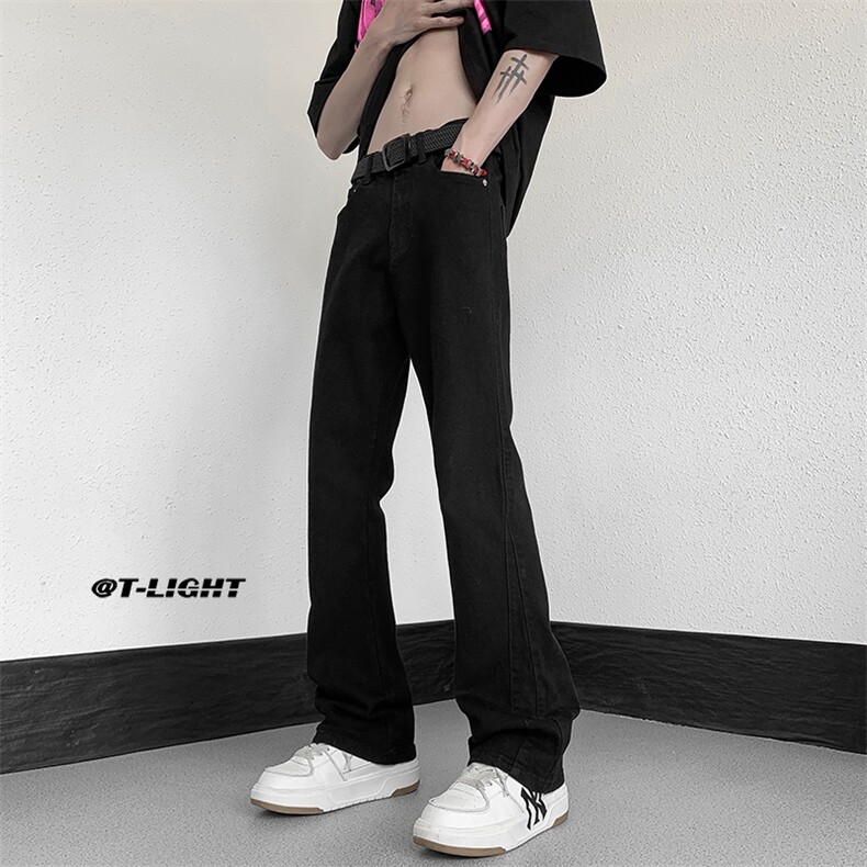 美式ins高街暗黑小众修身百搭喇叭裤休闲牛仔裤K2305-P55控78,男装牛仔裤,电商A062