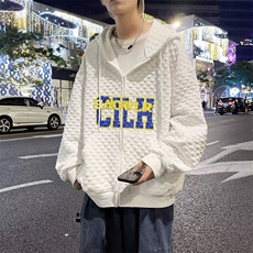 男秋季2023新款长袖夹克外套加厚华夫格卫衣W8001P36，男装夹克，星座1116-2