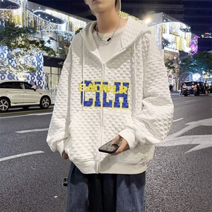 男秋季2023新款长袖夹克外套加厚华夫格卫衣W8001P36图片