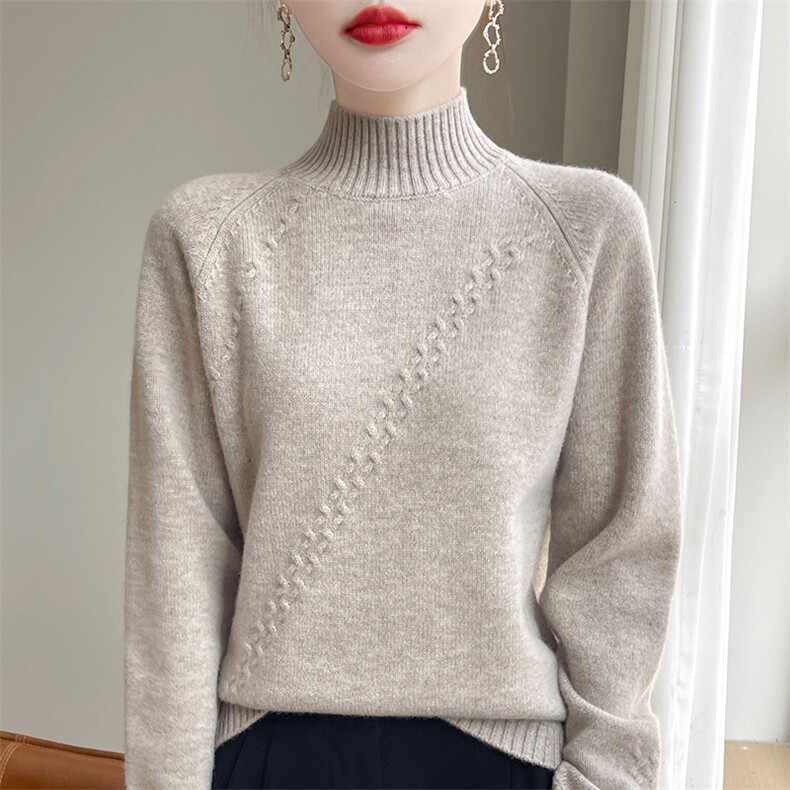 24秋冬新款羊毛衫女加厚半高领宽松内搭针织打底衫毛衣，女装羊毛衫，赛冬羊绒
