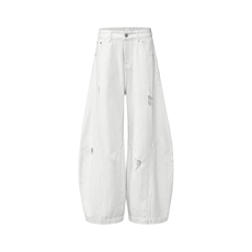 复古破洞廓形弯刀牛仔裤男女夏季新款廓形宽松阔腿裤YD9007-P75，男装牛仔裤，星座509