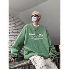 得物抖音高品质二开360克重磅做旧炒雪花纯色圆领水洗卫衣1507，男装卫衣，电商A486