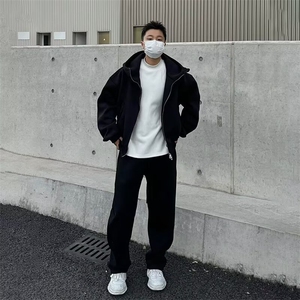 现货运动连帽卫衣外套长裤大码春秋新款韩版时尚宽松显瘦拉链开衫图片