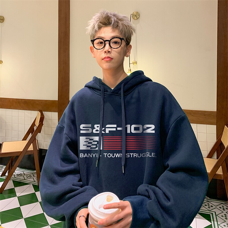 DT5319-TP55控价78冬季连帽加绒加厚防寒宽松重磅300克印花卫衣,男装卫衣,电商A102-1