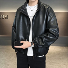 店主风2025秋季新款时尚立领皮衣宽松夹克外套男PY183-P115控155，男装皮衣，电商A413