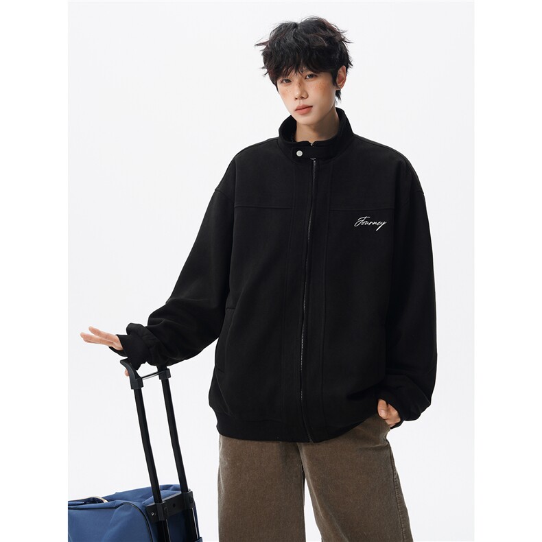 复古麂皮绒立领外套男女潮牌大码春秋飞行夹克美式外套JK5210/P80图片