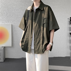 夏季时尚短袖对称假口袋打底衬衫外套时尚打底衬衫T恤短袖P45，男装T恤，电商B319