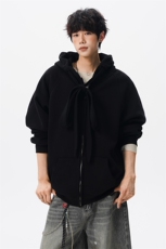8XL-M朝牌情侣美式绑带设计连帽卫衣宽松开衫外套男女WY35P58，女装短外套，电商D206-1