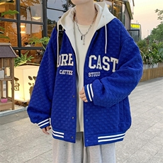假两件连帽棒球服男潮牌潮流休闲宽松bf风百搭外套JK0272-P95，男装夹克，星座308B-2
