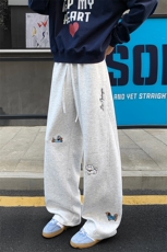 360g高克重曼巴棉小狗英文刺绣大码休闲弯刀裤男K24037特P50控98，男装休闲裤，电商A001