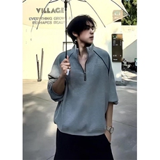 春秋新款坑条棉立领拉链套头反骨设计华棉复合W6610，男装卫衣，星座1116A（原606A-3）
